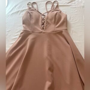 Speechless Strapless Lace-Up Fit & Flare Dress in Dusty Rose